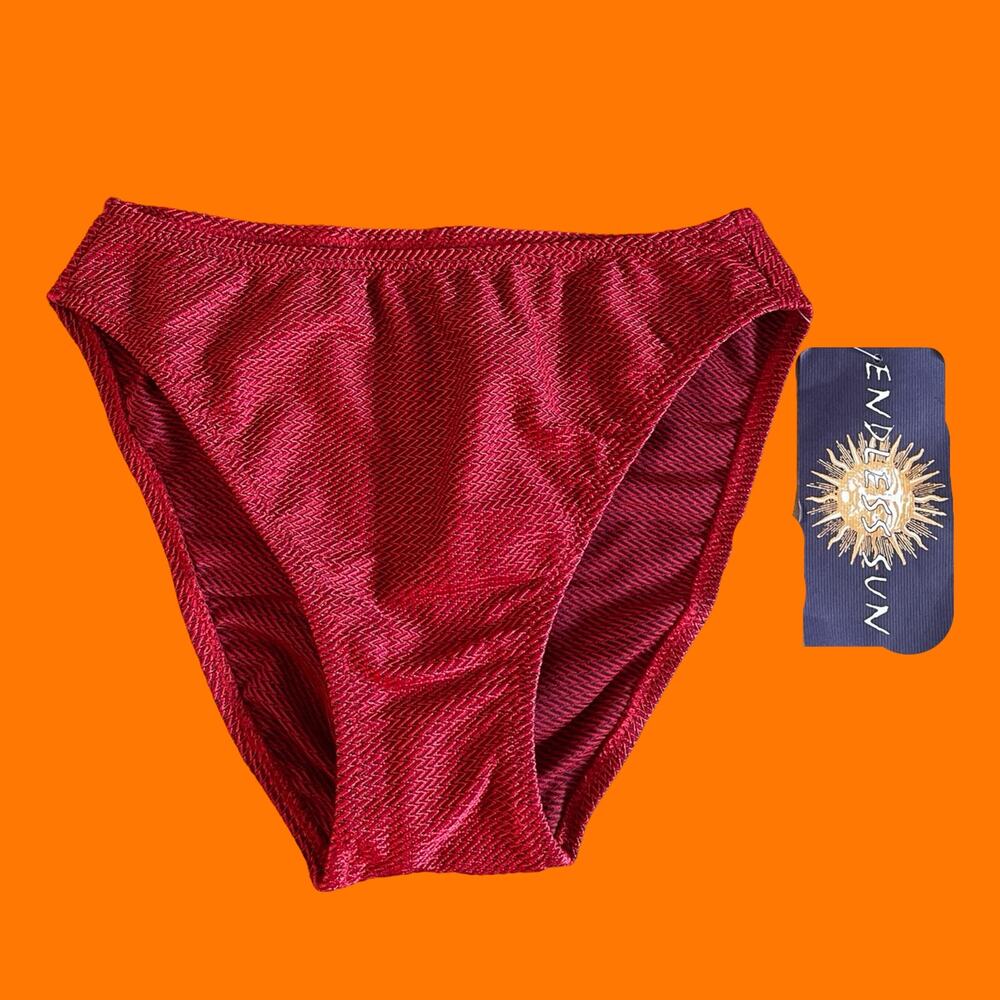 90's vintage red hi cut high leg bikini bottoms SMALL endless sun *deadstock*